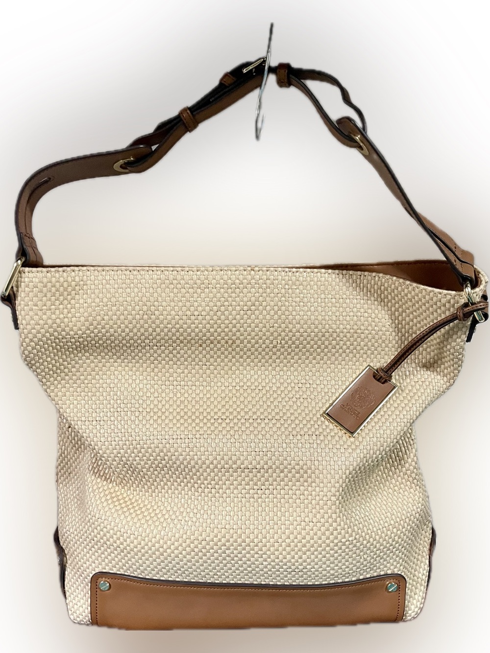 Vince Camuto Straw & Leather Hobo Bag